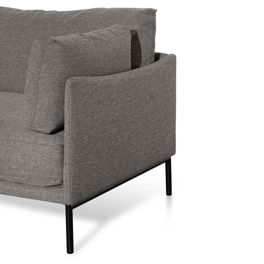 Emilis 4 Seater Left Chaise Fabric Sofa - Graphite Grey - Image 7