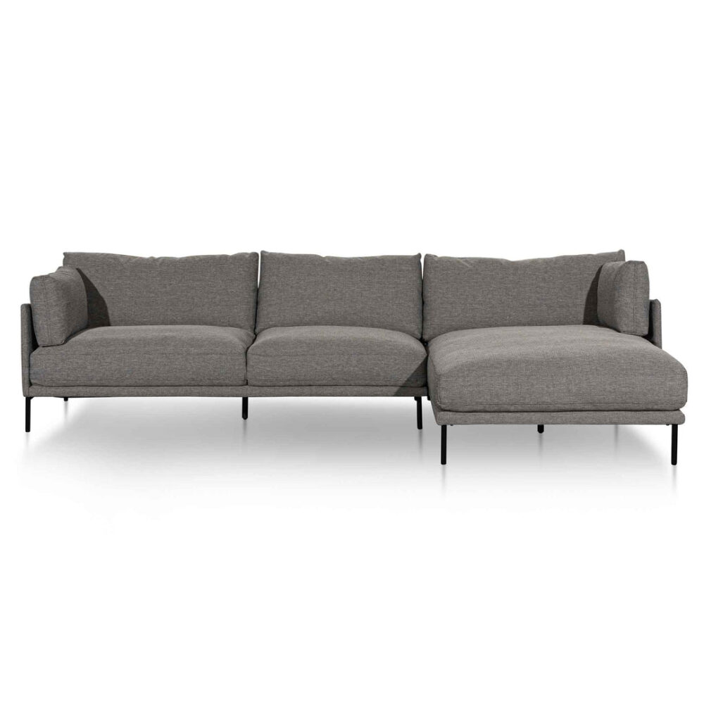 Emilis 4 Seater Right Chaise Fabric Sofa - Graphite Grey - Image 2