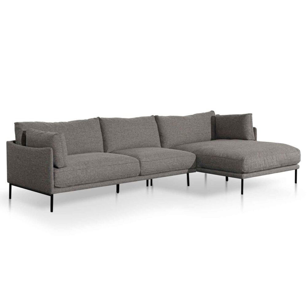 Emilis 4 Seater Right Chaise Fabric Sofa - Graphite Grey - Image 3