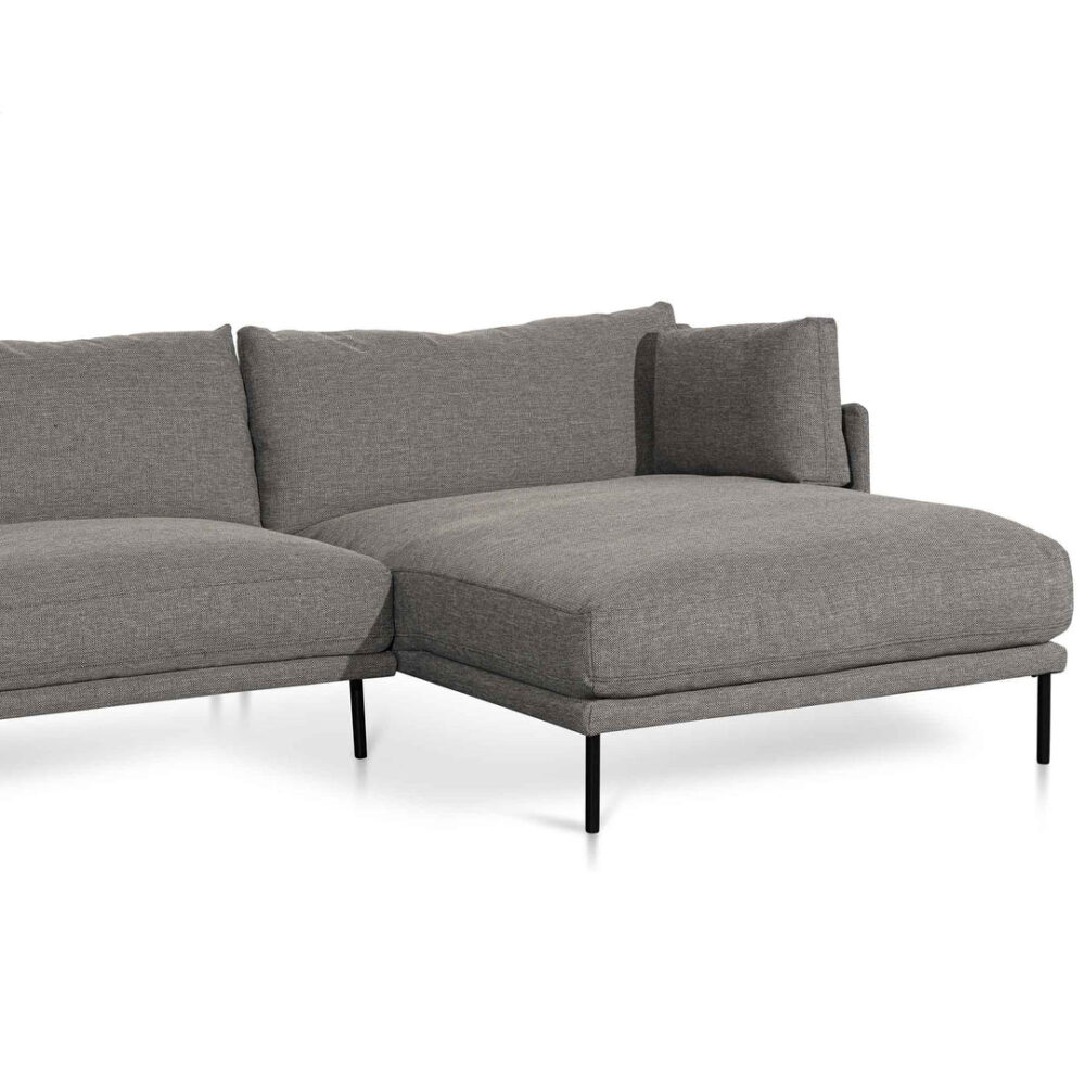 Emilis 4 Seater Right Chaise Fabric Sofa - Graphite Grey - Image 4