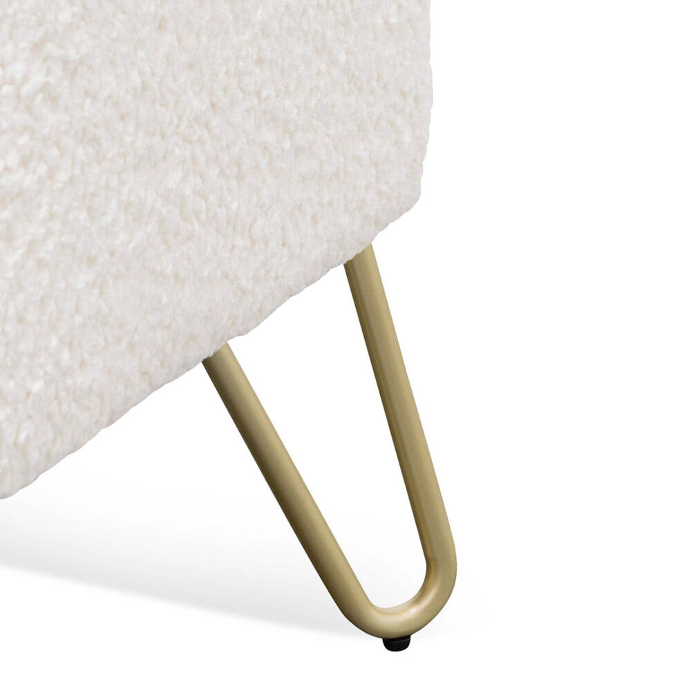 Lena Armchair - Ivory White Synthetic Wool with Golden Legs - Image 8
