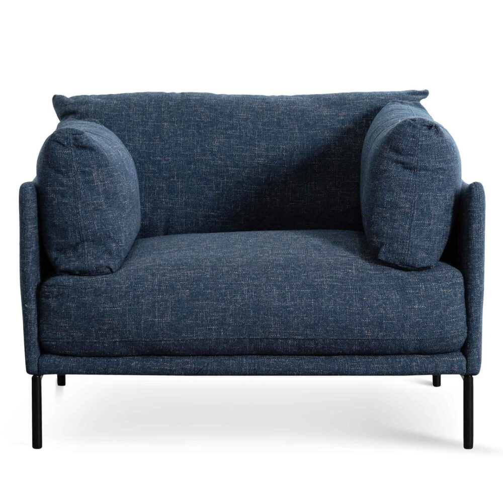 Emilis Fabric Armchair - Dark Blue - Image 2