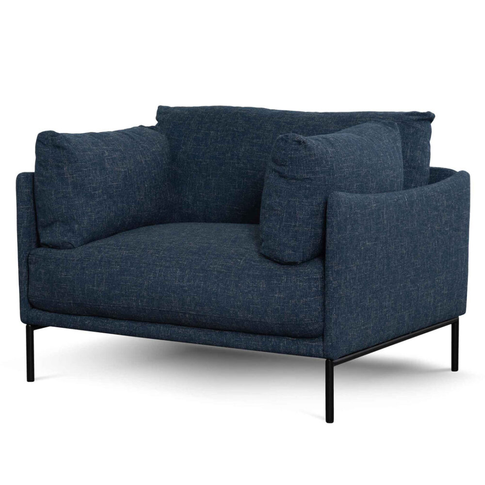 Emilis Fabric Armchair - Dark Blue - Image 3