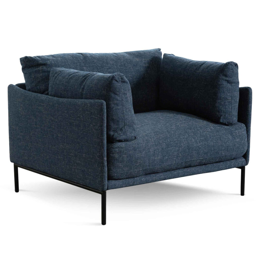 Emilis Fabric Armchair - Dark Blue - Image 5