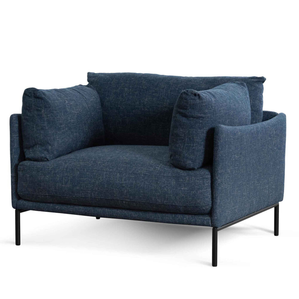 Emilis Fabric Armchair - Dark Blue - Image 4