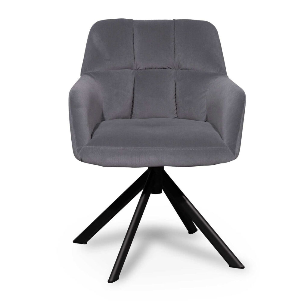 Collier Visitor Chair - Dark Grey Velvet with Black Legs - Image 4