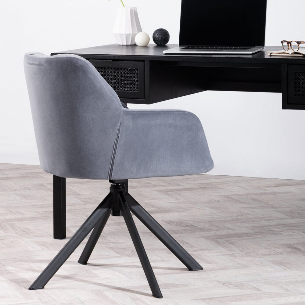 Collier Visitor Chair - Dark Grey Velvet with Black Legs - Image 3