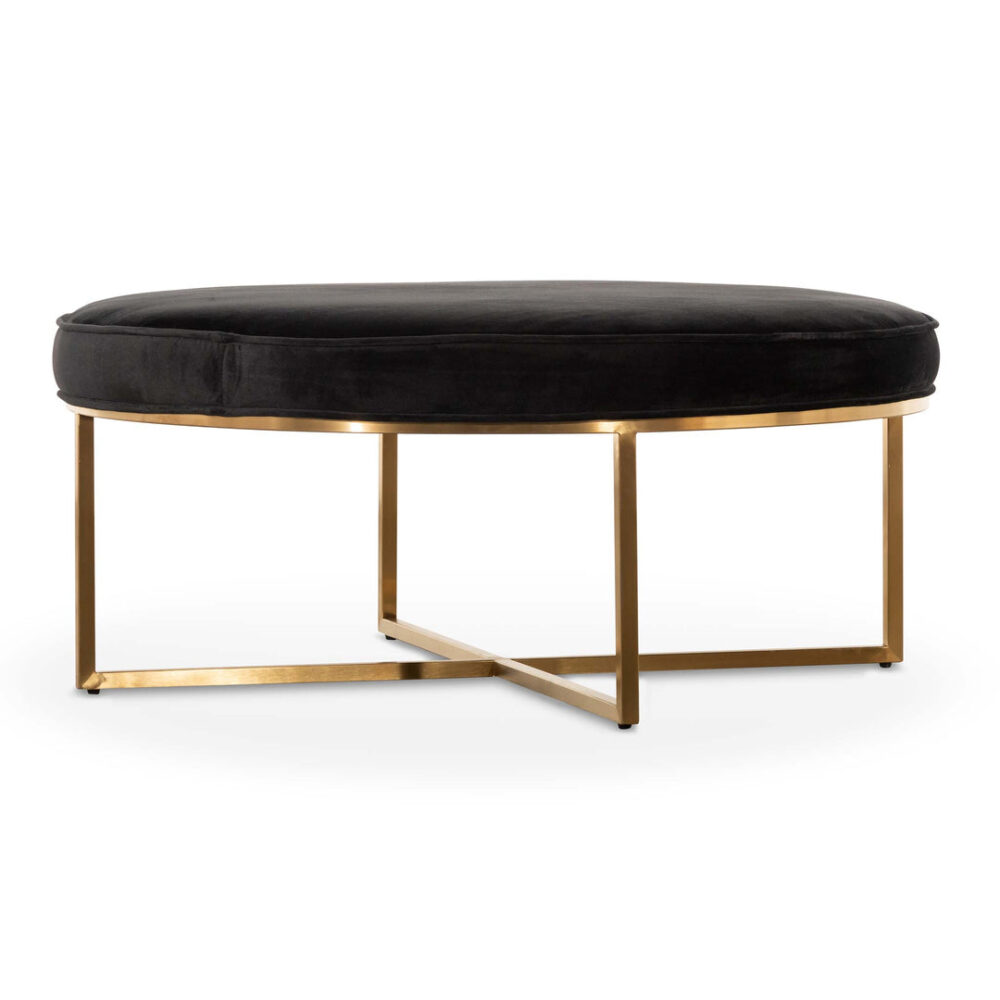 Bianka 100cmx46cm Ottoman - Black Velvet - Image 3
