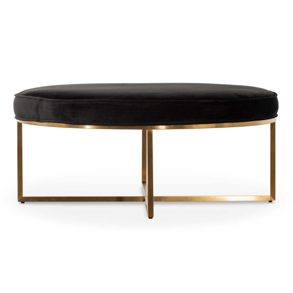 Bianka 100cmx46cm Ottoman - Black Velvet - Image 4