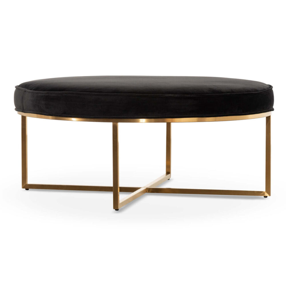 Bianka 100cmx46cm Ottoman - Black Velvet - Image 5