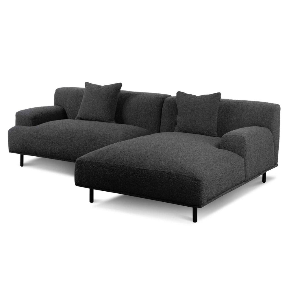 Jasleen Right Chaise Sofa - Charcoal Boucle