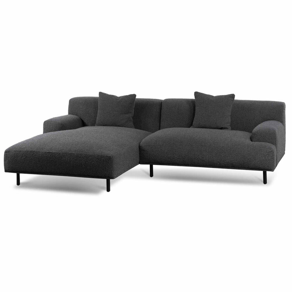 Jasleen Left Chaise Sofa - Charcoal Boucle