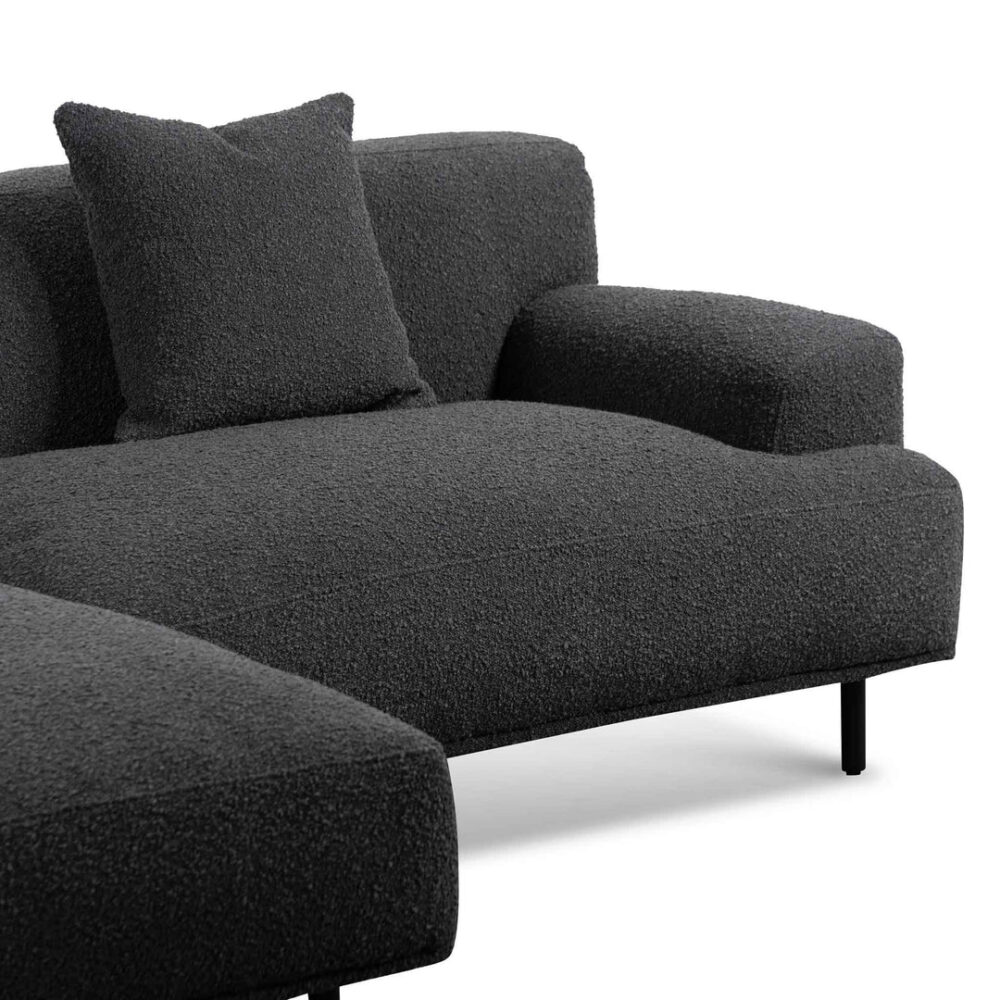 Jasleen Left Chaise Sofa - Charcoal Boucle - Image 4
