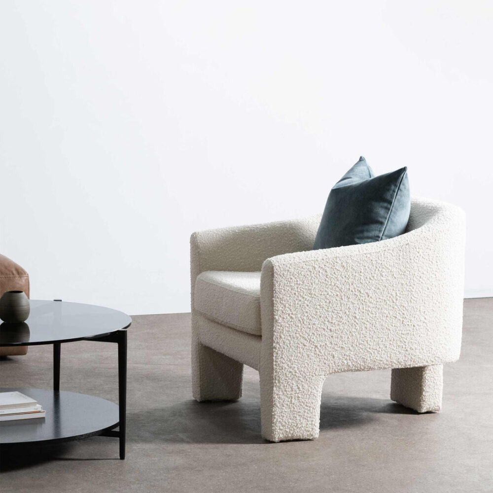Jerrod Fabric Armchair - Ivory White Boucle - Image 3