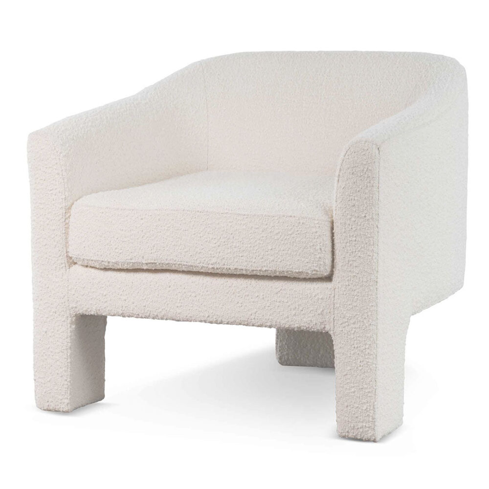 Jerrod Fabric Armchair - Ivory White Boucle