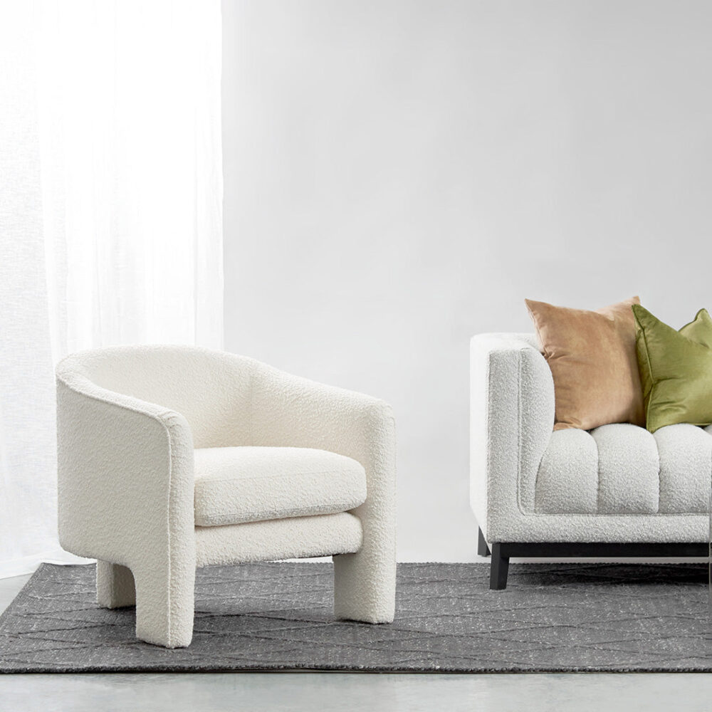 Jerrod Fabric Armchair - Ivory White Boucle - Image 2