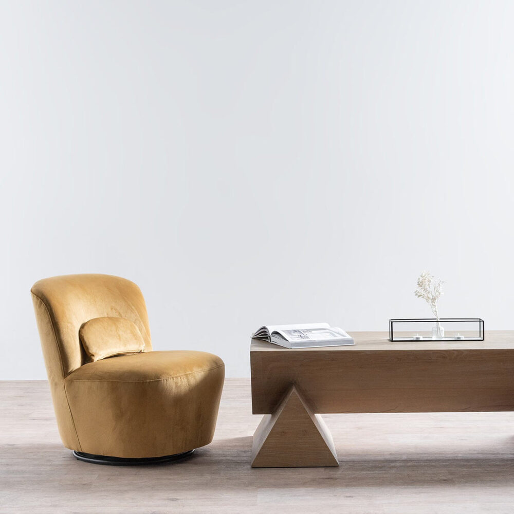 Zamora Swivel Lounge Chair - Mustard - Image 2