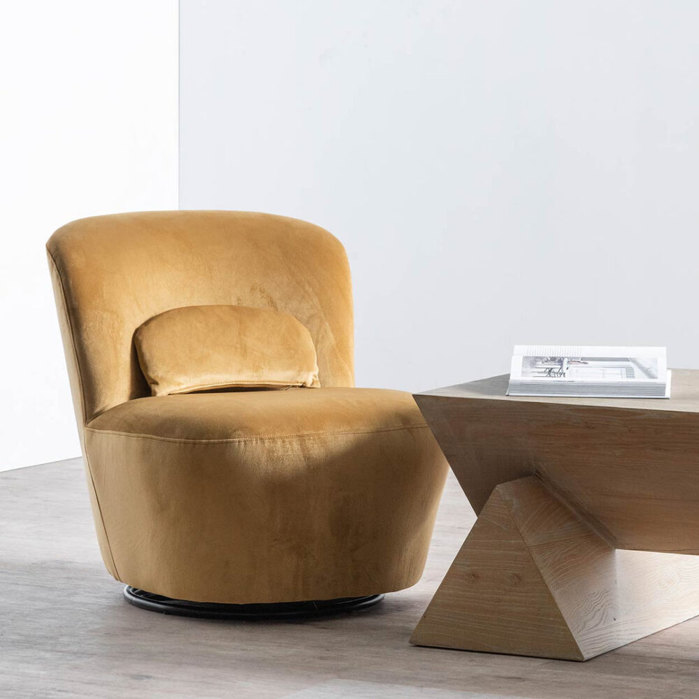 Zamora Swivel Lounge Chair - Mustard - Image 3