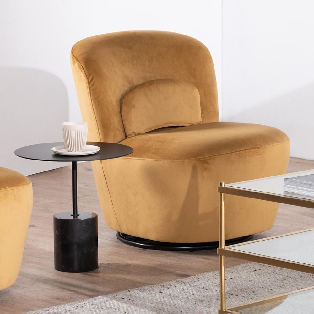 Zamora Swivel Lounge Chair - Mustard - Image 4
