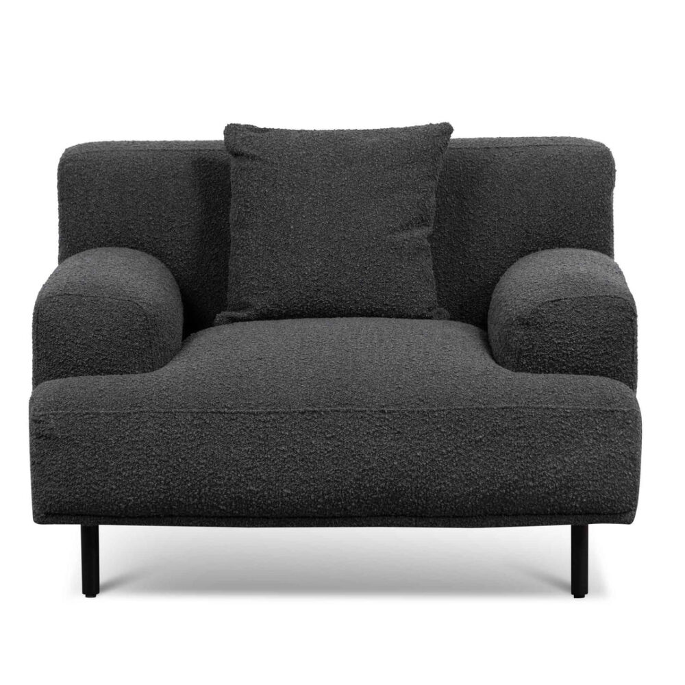 Jasleen Armchair - Charcoal Boucle with Black Legs - Image 2