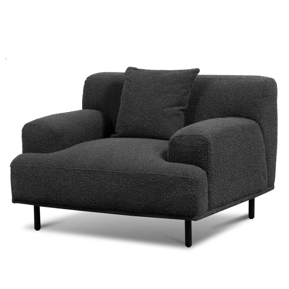 Jasleen Armchair - Charcoal Boucle with Black Legs