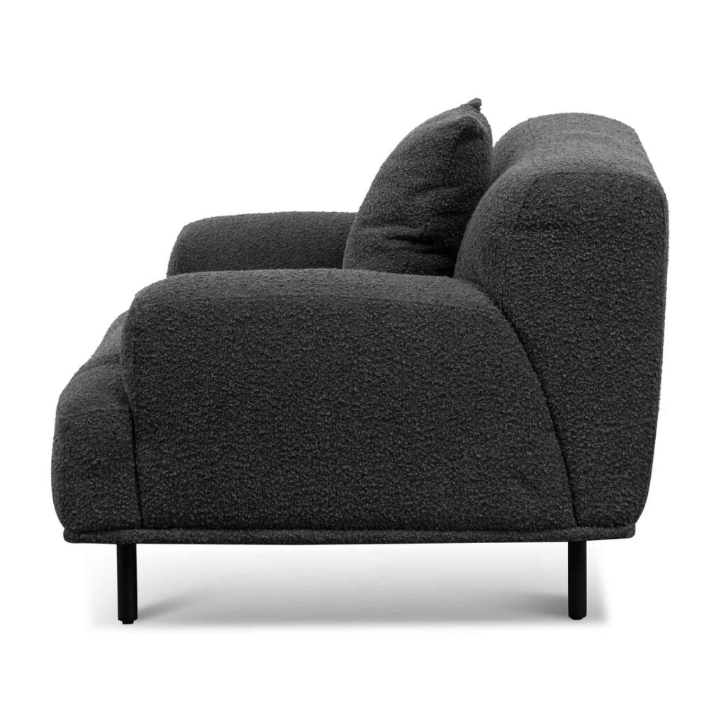 Jasleen Armchair - Charcoal Boucle with Black Legs - Image 3