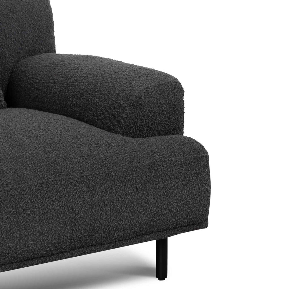 Jasleen Armchair - Charcoal Boucle with Black Legs - Image 7