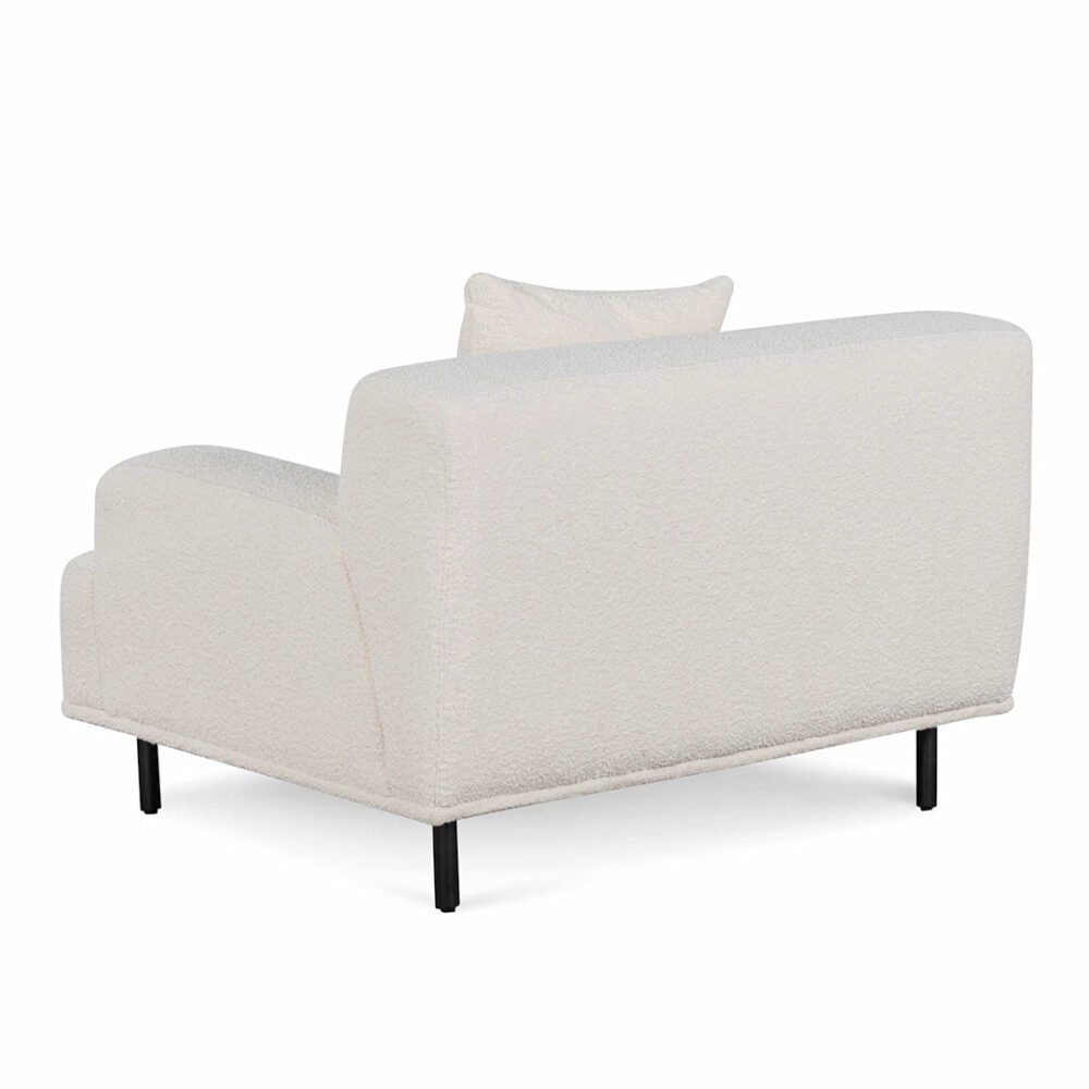 Jasleen Fabric Armchair - Ivory White Boucle with Black Legs - Image 4