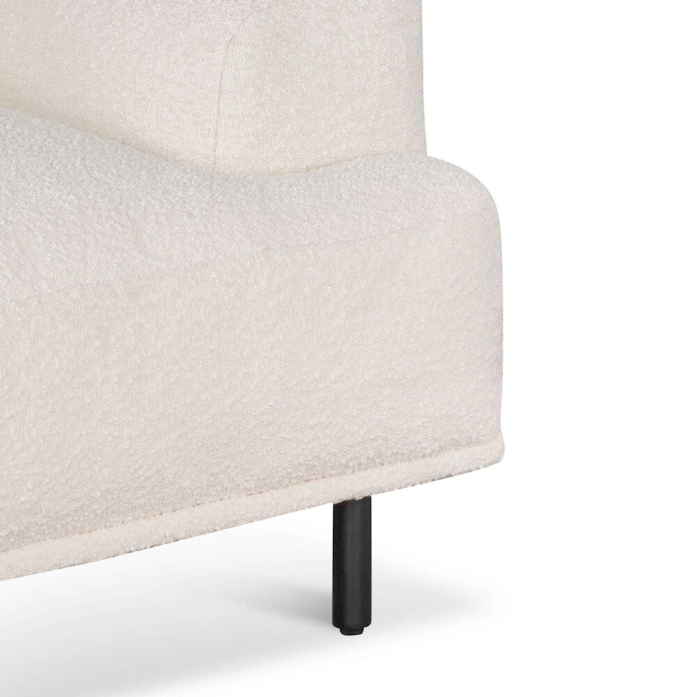 Jasleen Fabric Armchair - Ivory White Boucle with Black Legs - Image 6