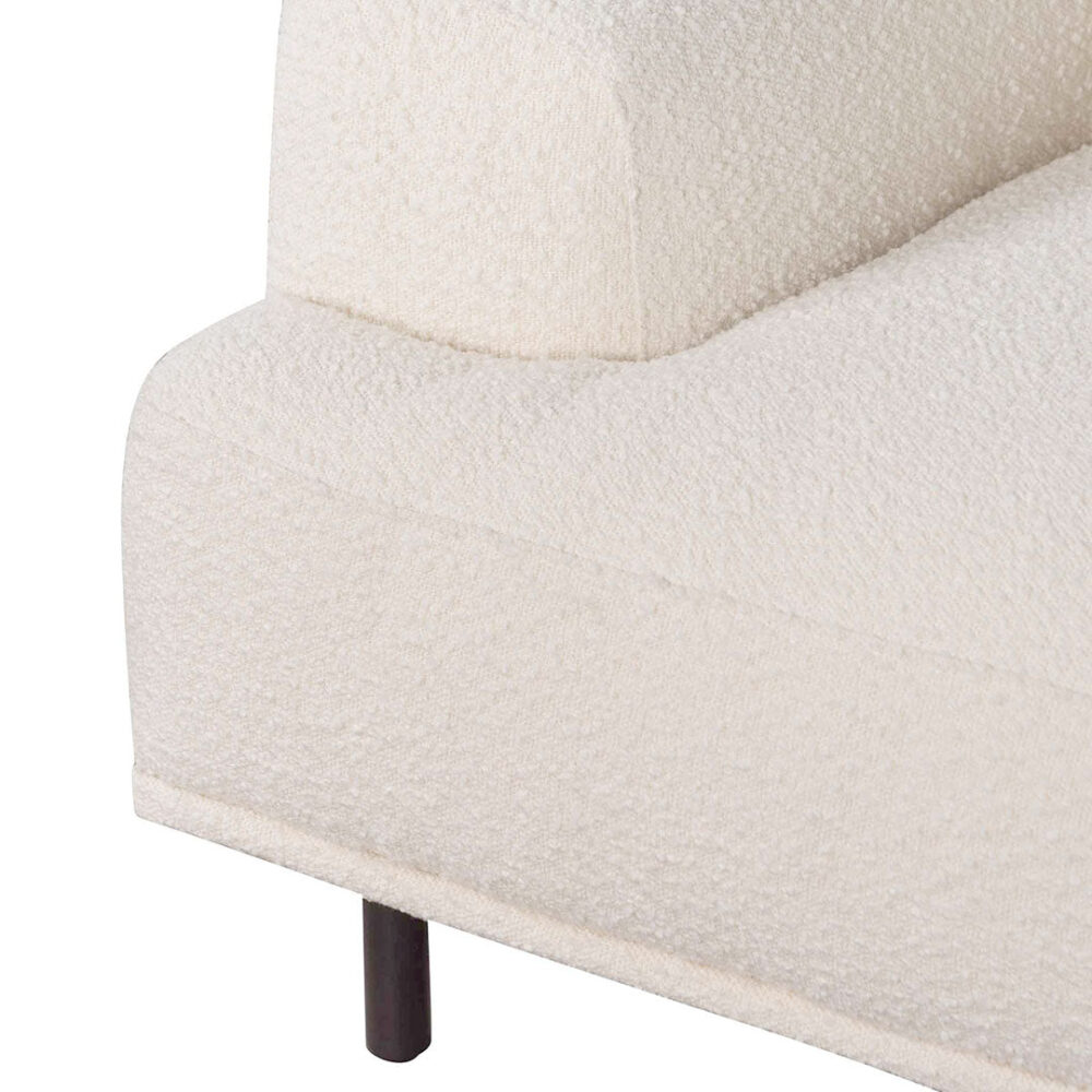 Jasleen Fabric Armchair - Ivory White Boucle with Black Legs - Image 7