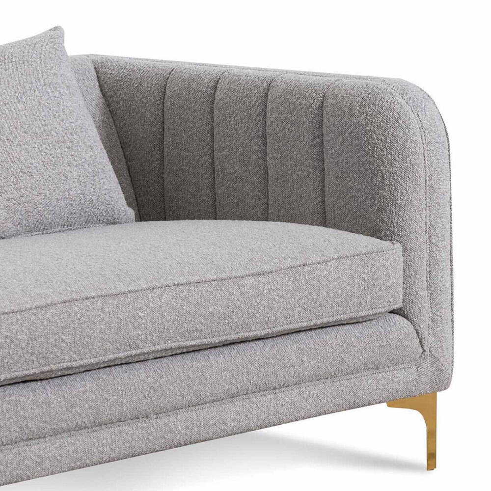 Scott 3 Seater Sofa - Ash Grey Boucle - Image 7