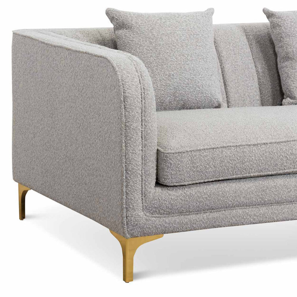 Scott 3 Seater Sofa - Ash Grey Boucle - Image 5