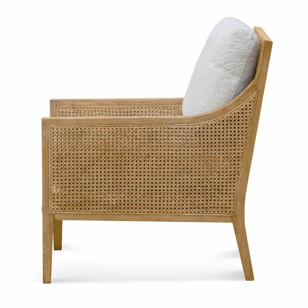 Ayala Rattan Arm Chair - Ivory White Boucle - Image 4