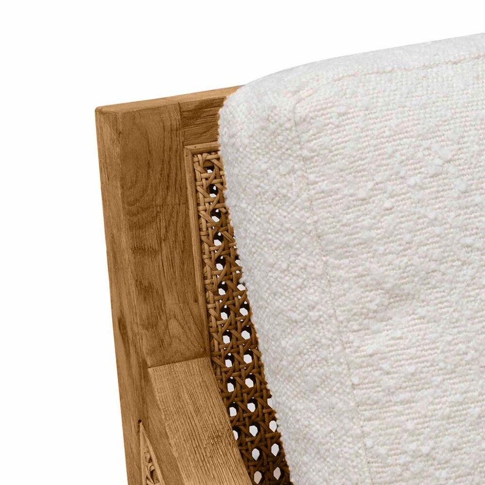 Ayala Rattan Arm Chair - Ivory White Boucle - Image 7
