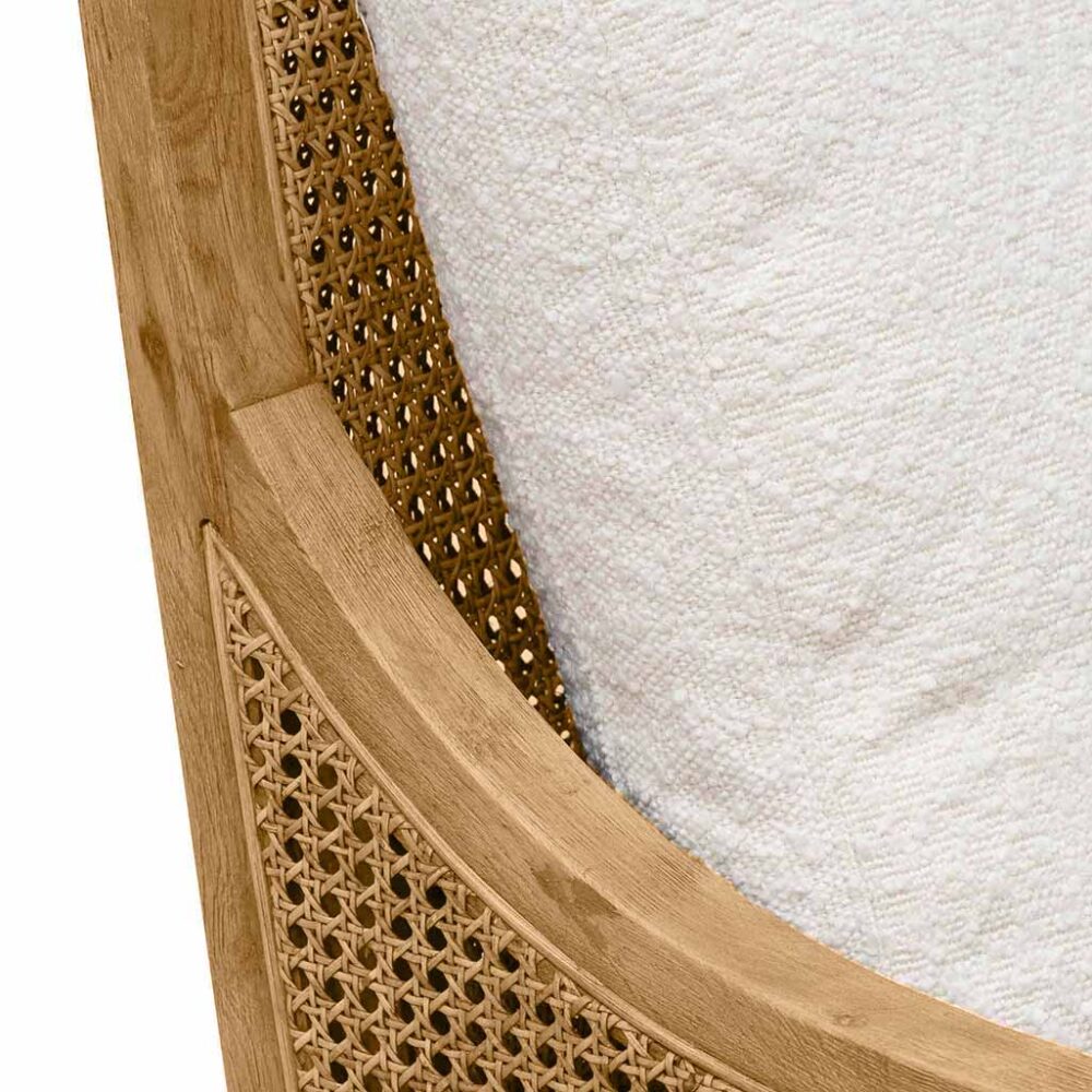 Ayala Rattan Arm Chair - Ivory White Boucle - Image 8