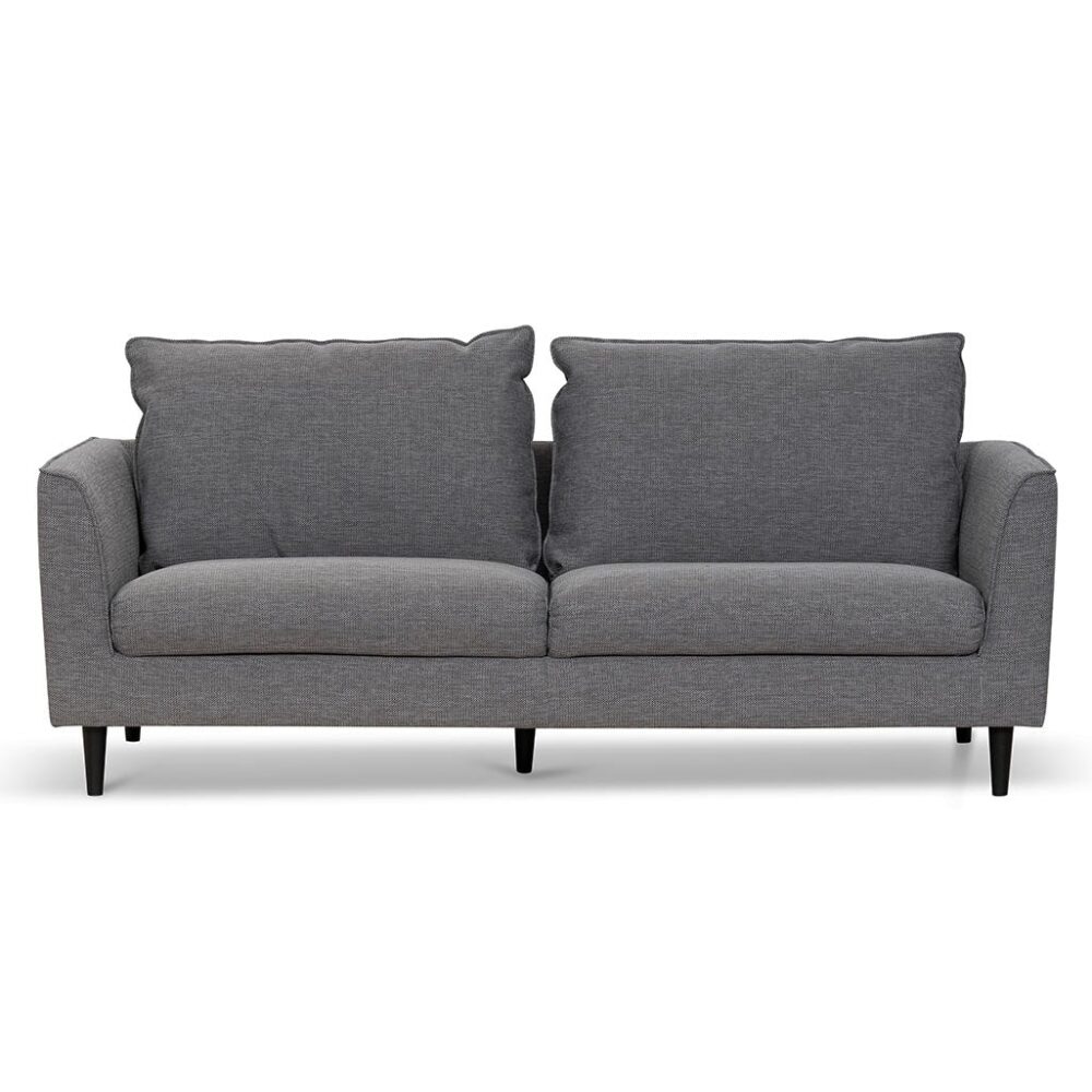 Kavan 3 Seater Fabric Sofa - Graphite Grey with Black Leg - Image 2