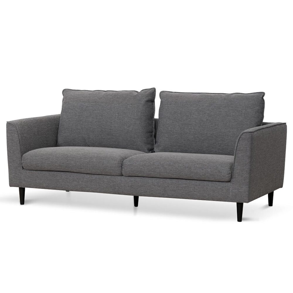 Kavan 3 Seater Fabric Sofa - Graphite Grey with Black Leg