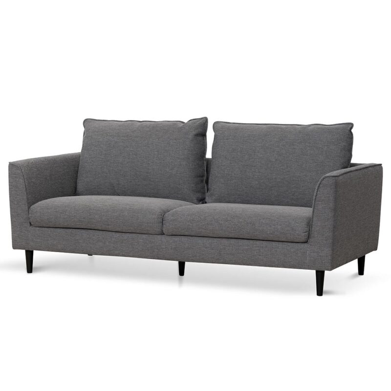Kavan 3 Seater Fabric Sofa - Graphite Grey with Black Leg