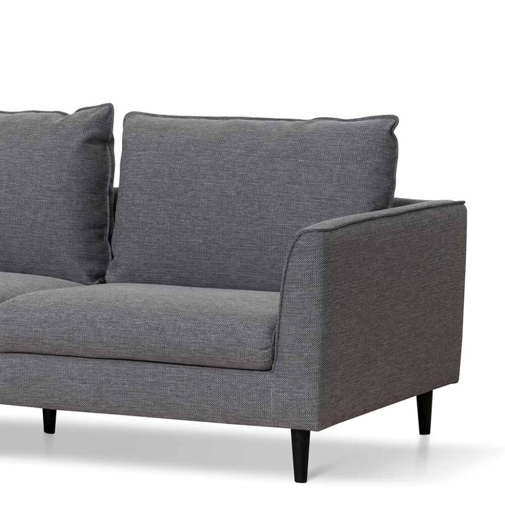 Kavan 3 Seater Fabric Sofa - Graphite Grey with Black Leg - Image 8