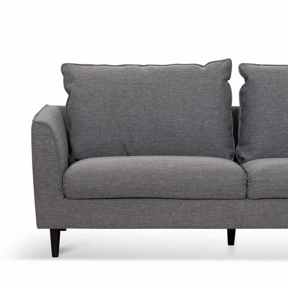 Kavan 3 Seater Fabric Sofa - Graphite Grey with Black Leg - Image 4