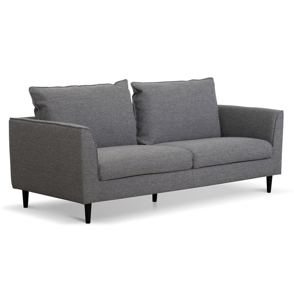 Kavan 3 Seater Fabric Sofa - Graphite Grey with Black Leg - Image 3