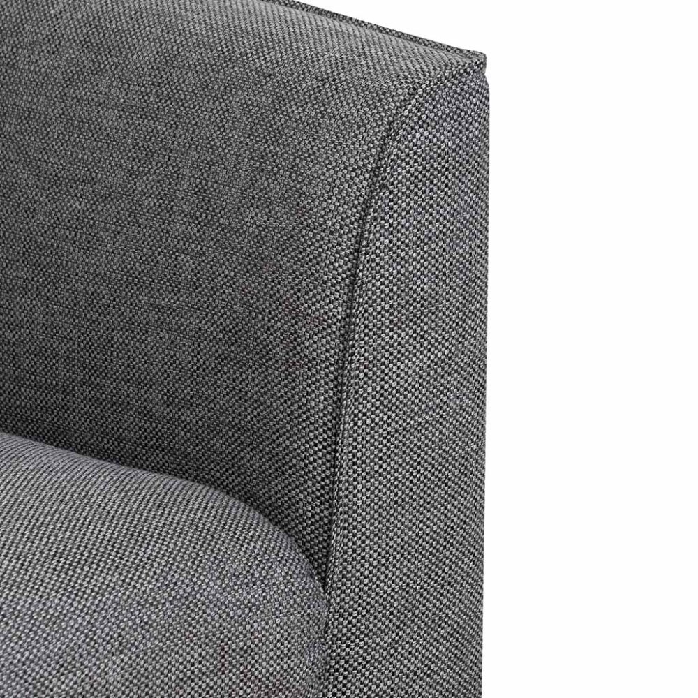 Kavan 3 Seater Fabric Sofa - Graphite Grey with Black Leg - Image 7