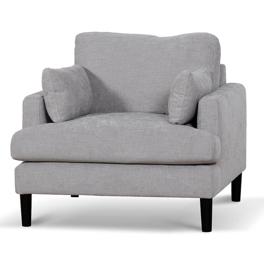 Zachery Fabric Armchair - Oyster Beige and Black Leg