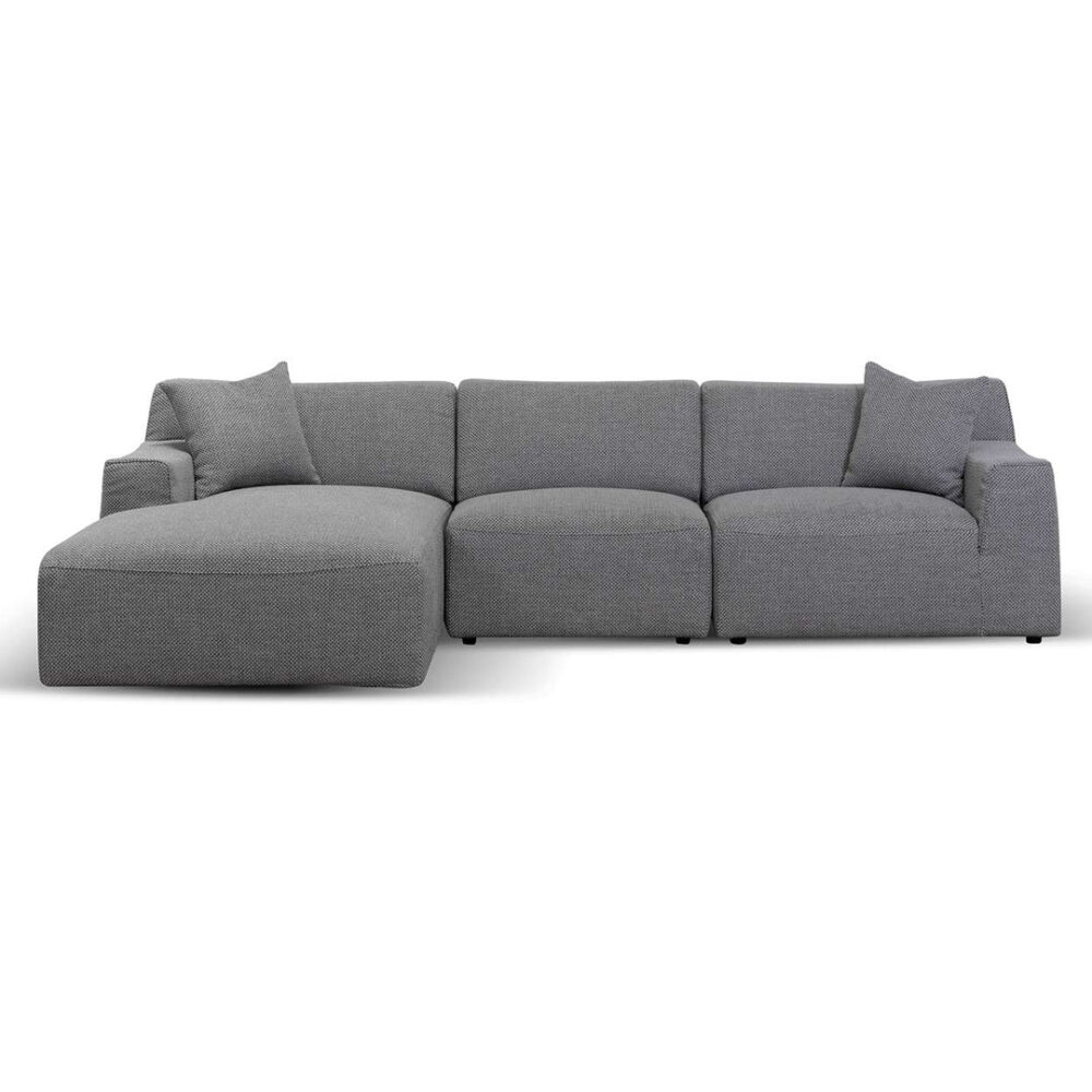 Marlin 3 Seater Left Chaise Fabric Sofa - Noble Grey - Image 2