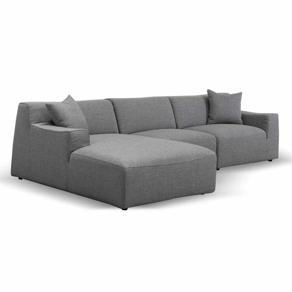 Marlin 3 Seater Left Chaise Fabric Sofa - Noble Grey - Image 3
