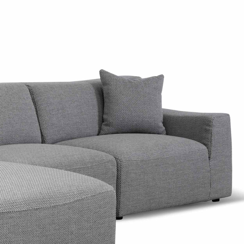 Marlin 3 Seater Left Chaise Fabric Sofa - Noble Grey - Image 10