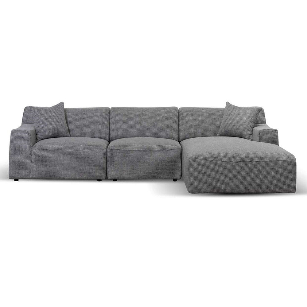 Marlin 3 Seater Right Chaise Fabric Sofa - Noble Grey - Image 2