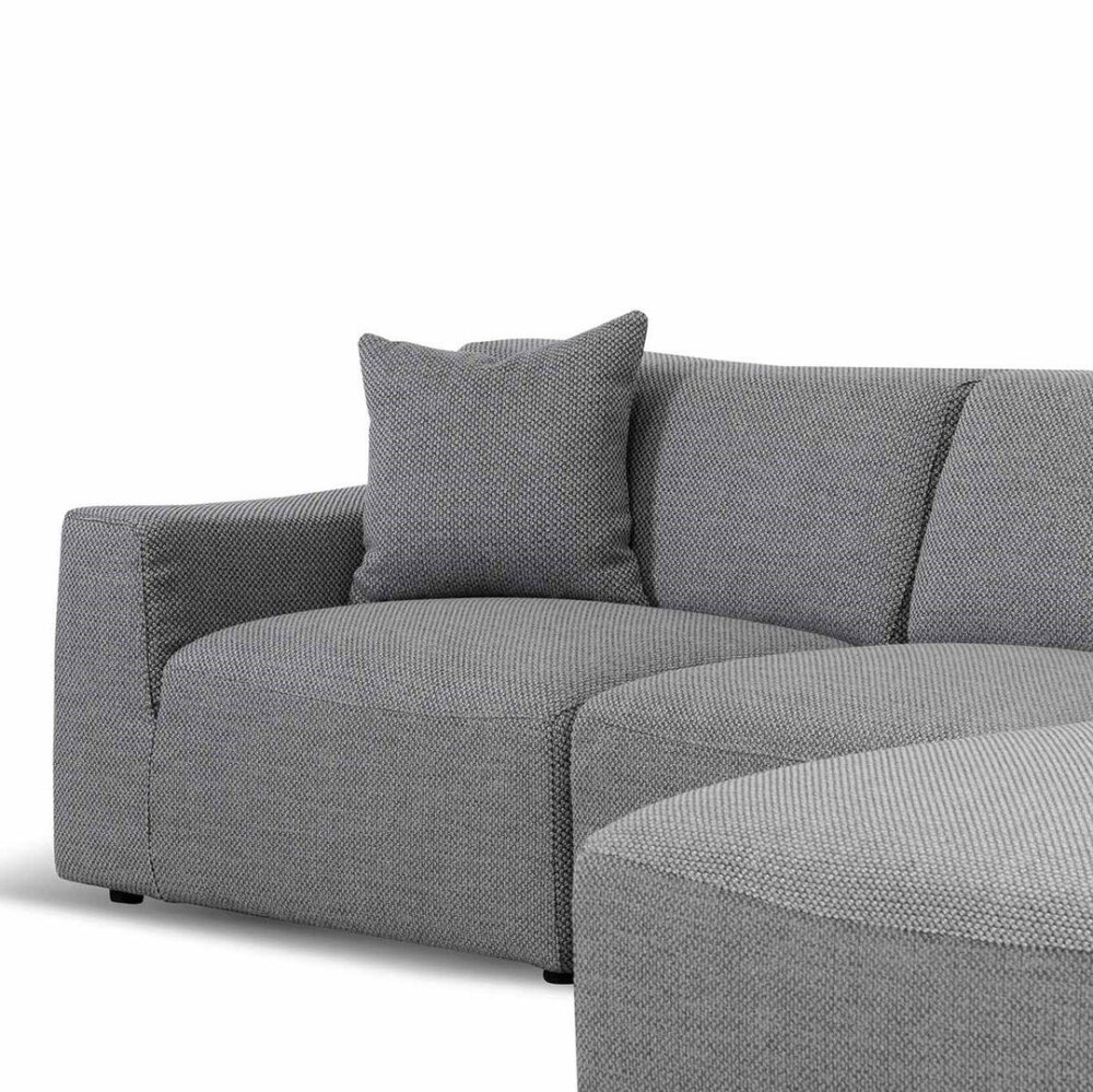 Marlin 3 Seater Right Chaise Fabric Sofa - Noble Grey - Image 4