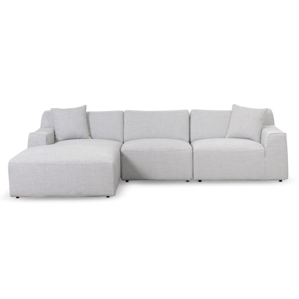 Marlin 3 Seater Left Chaise Fabric Sofa - Passive Grey - Image 4