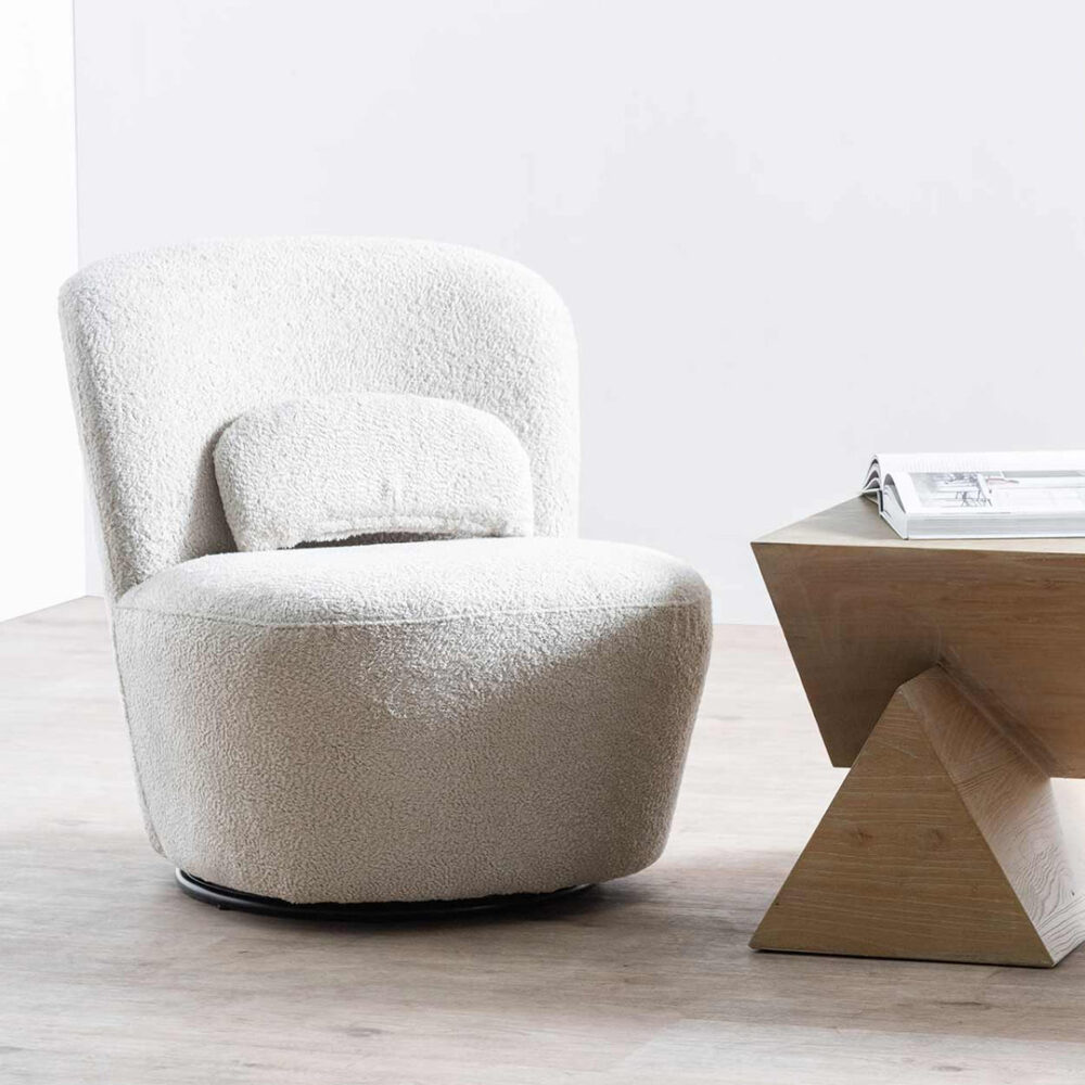 Zamora Swivel Lounge Chair - Ivory Teddy - Image 2